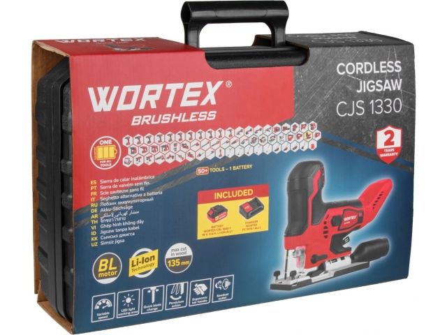 Аккум. лобзик WORTEX CJS 1330 в чем. ALL1 XLT SET БЕСЩЁТ, 18В, 800 - 3800 ход/мин, пропил до 135