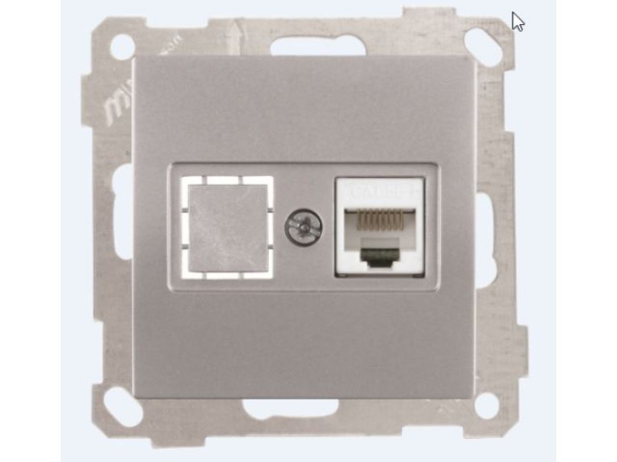 Розетка компьютерная 1xRJ45 (Cat5e, скрытая, без рамки) серебро, DARIA, MUTLUSAN
