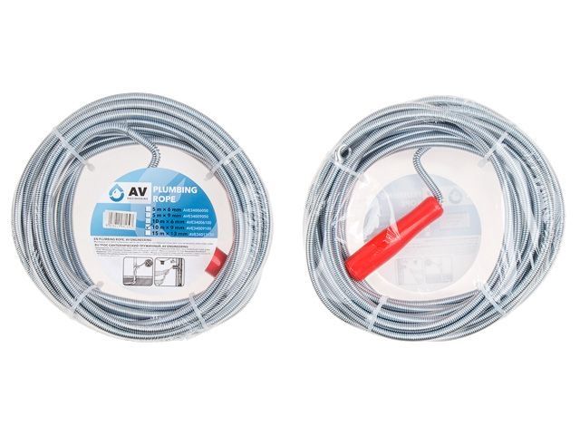 Трос сантехнический пружинный ф 9 мм длина 10 м AV Engineering (Стальной)