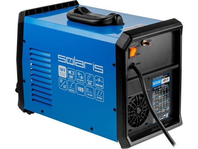 Полуавтомат сварочный Solaris ALUMIG-230DP SYNERGY (230В; MIG/SPOT/FLUX/MMA/TIG/PULSE/DP; синергетич.программы; евроразъем; горелка 3 м)