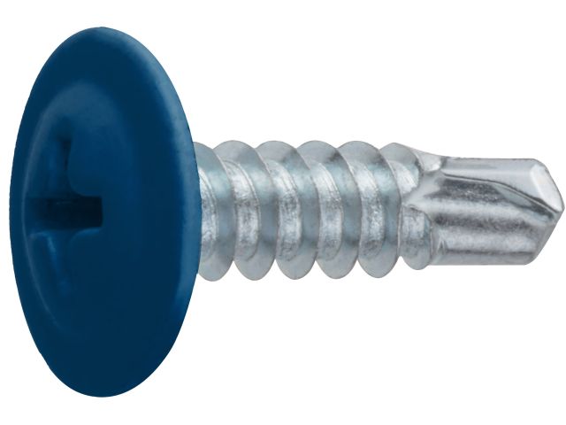 Саморез 4.2х19 мм с прессшайбой, цинк, со сверлом, RAL 5005 (50 шт в зип-локе) STARFIX (цвет сигнальный синий)