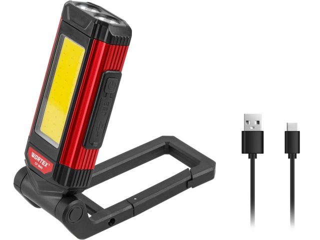 Фонарь светодиодный аккумуляторный Wortex CF 1840 в кор. 180-400 Лм, 8 режимов, магнит (5 В, 1,8 Ач, складная конструкция, может выступать к