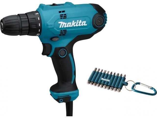 Дрель-шуруповерт MAKITA DF 0300X3 в кор. + набор бит (10 шт.) (ОТГРУЗКА ТОЛЬКО ПО ЭТН/ЭТТН | 320.0 В, 2 скор., 56 Нм,)