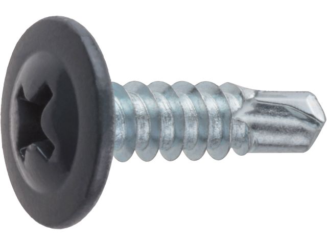 Саморез 4.2х19 мм с прессшайбой, цинк, со сверлом, RAL 7024 (50 шт в зип-локе) STARFIX (цвет графитово-серый)
