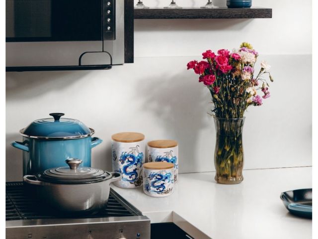 Банка для сыпучих продуктов керамическая 1000 мл, серия BLUE DRAGON, PERFECTO LINEA