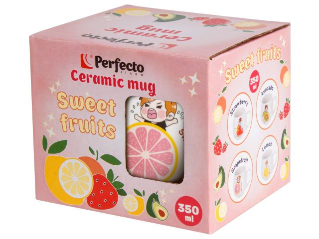 Кружка керамическая, 350 мл, Sweet fruits, грейпфрут, PERFECTO LINEA