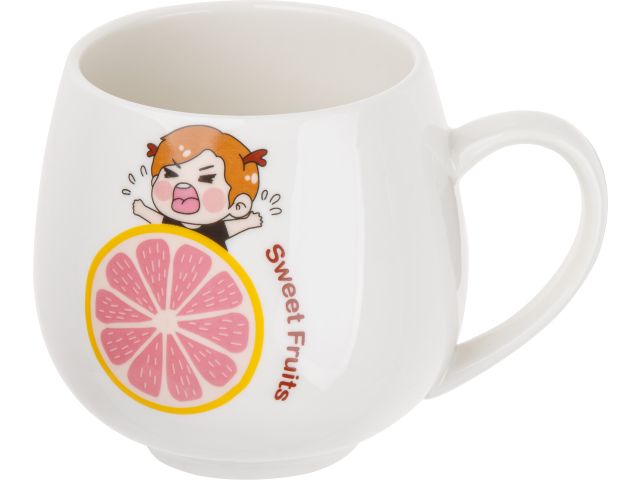 Кружка керамическая, 350 мл, Sweet fruits, грейпфрут, PERFECTO LINEA