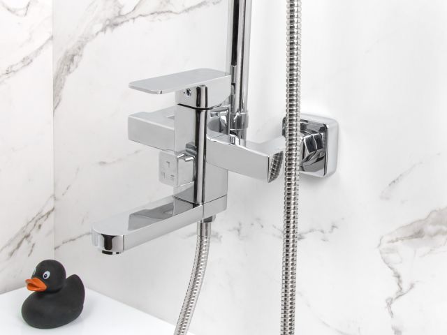 Душевая система D35-B, серия 380 ECONOCE (Короткий поворотный L-излив, высота 950-1430 мм, лейка и шланг в комплекте)
