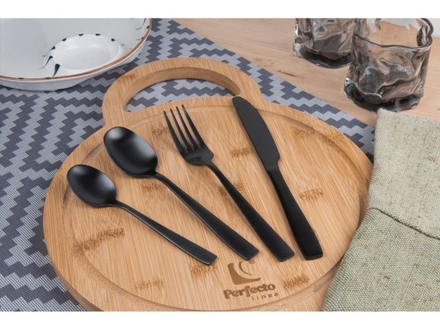 Набор столовых приборов, 24 шт., черный матовый, серия Majestic, PERFECTO LINEA