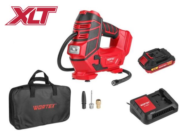 Аккум. компрессор WORTEX CTI 1811 в кор. ALL1 XLT SET 18 В, 11 бар, 12 л/мин, 1х2 А*ч, зу (18В/ 160 PSI / 11 бар / 1100 кПа, цифровой маноме