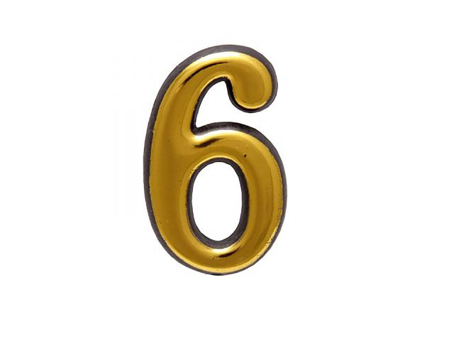 Цифра дверная АЛЛЮР БОЛЬШАЯ пластик «6» золото