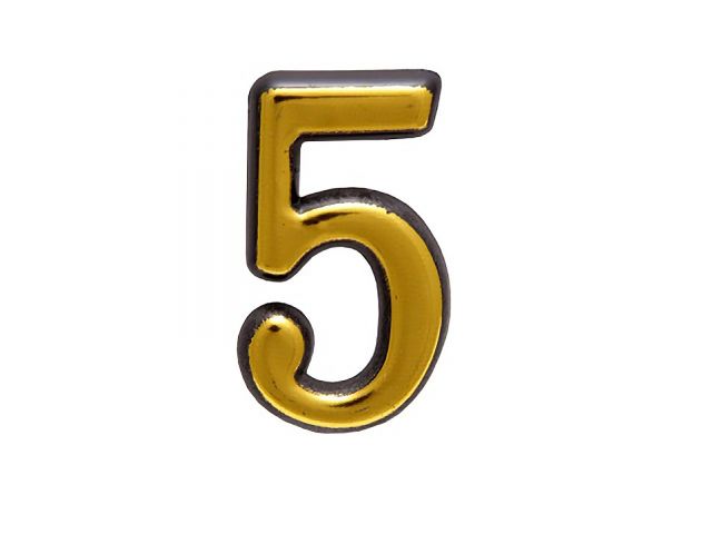 Цифра дверная АЛЛЮР БОЛЬШАЯ пластик «5» золото