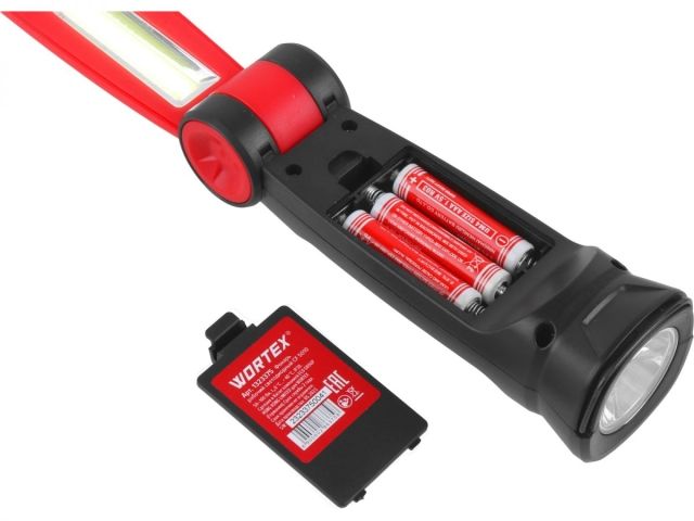 Фонарь светодиодный Wortex CF 5010 в кор. 50-100 Лм, 2 режима, магнит (дальность 15 м, 93 г, складная конструкция, батарейки в комплекте)
