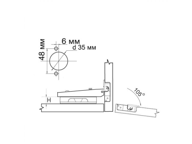 Петля полунакладная Slide-on с площадкой под саморез STARFIX