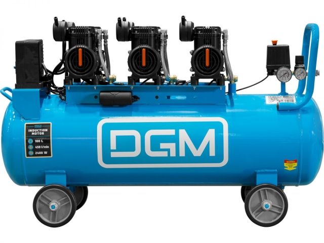 Компрессор DGM AC-6100LD безмасляный (450 л/мин, 8 атм, коаксиальный, безмасляный, электр. блок упр., ресив. 100 л, 230 В, 2,4 кВт)