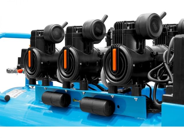 Компрессор DGM AC-6100LD безмасляный (450 л/мин, 8 атм, коаксиальный, безмасляный, электр. блок упр., ресив. 100 л, 230 В, 2,4 кВт)