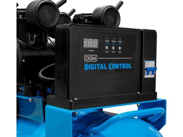 Компрессор DGM AC-6100LD безмасляный (450 л/мин, 8 атм, коаксиальный, безмасляный, электр. блок упр., ресив. 100 л, 230 В, 2,4 кВт)