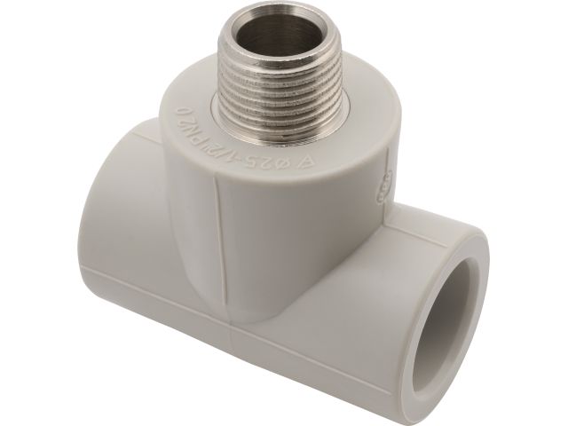 Тройник ПП комб. нар. 20х1/2″, сер. FV Plast