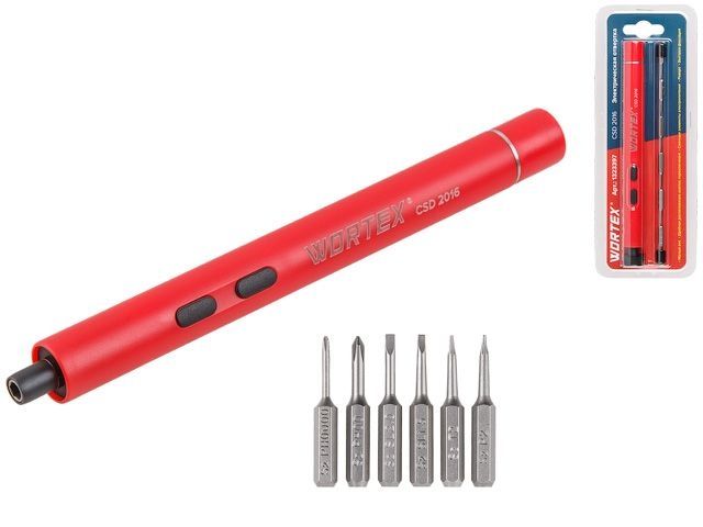 Отвертка электрическая WORTEX CSD 2016 в блистере 0.15 Нм, 160 об/мин (Шестигранник 4 мм, 35 г)