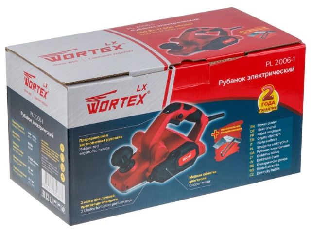 Рубанок электрический WORTEX LX PL 2006-1 в кор. 650 Вт, шир. до 82 мм, глуб. до 2.0 мм (Длина шнура 2 м, 2 кг.)