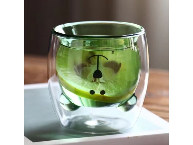 Стакан стеклянный с двойными стенками, 250 мл, зеленый, серия Bear, PERFECTO LINEA