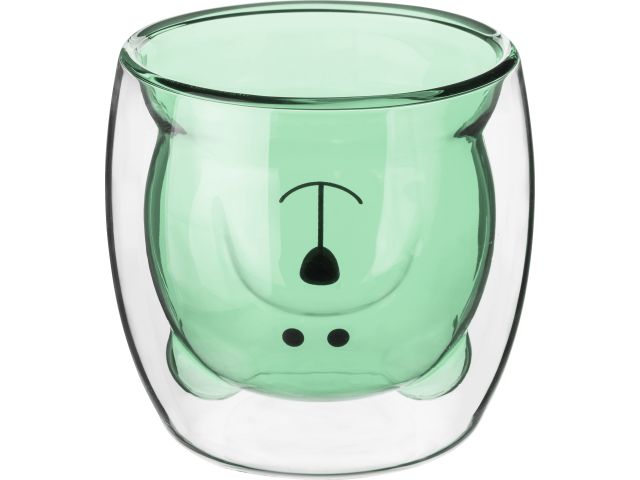 Стакан стеклянный с двойными стенками, 250 мл, зеленый, серия Bear, PERFECTO LINEA