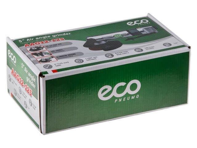 Пневмошлифмашина угловая ECO AAG12-125 (125 мм / 5"; 11000 об/мин; 180 л/мин; бонус: зачистной диск 1 шт)