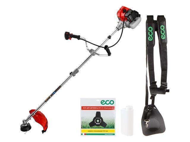 Мотокоса ECO GTP-250S Power с разборной штангой (2.5 кВт, 3.4 л.с., 52.0 см3, лёгкий запуск, разборная штанга, нож 3Т, ремень двухлямочный, 