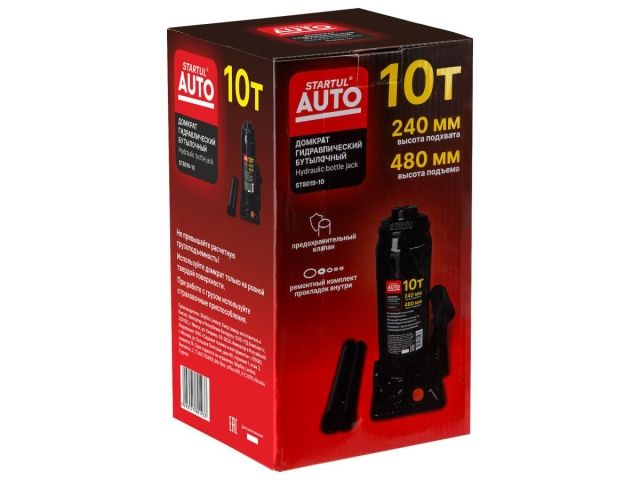 Домкрат гидравлический 10т бутылочный 240-480мм STARTUL AUTO (ST8019-10) (h min 240мм, h max 480мм)