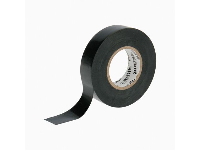 Изолента ПВХ 19 мм х 20 м черная, KRANZ профессиональная (толщина 0,18 мм  суперлипкий клеевой слой, не поддерживает горение)