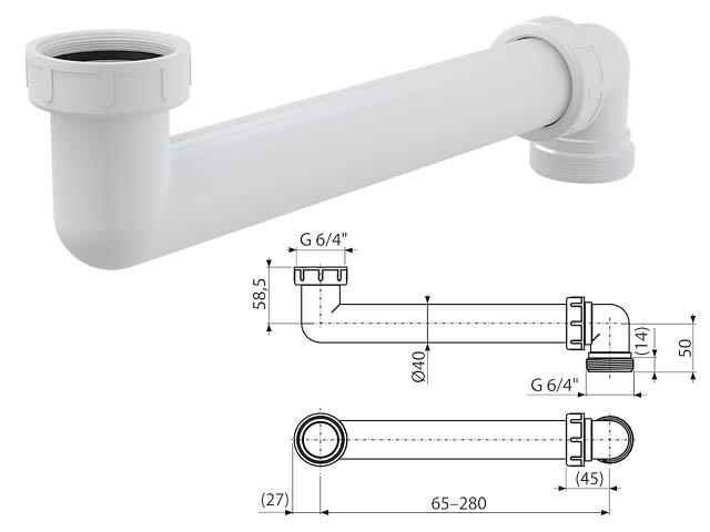 Соединение экономящие пространство 6/4”, Alcaplast