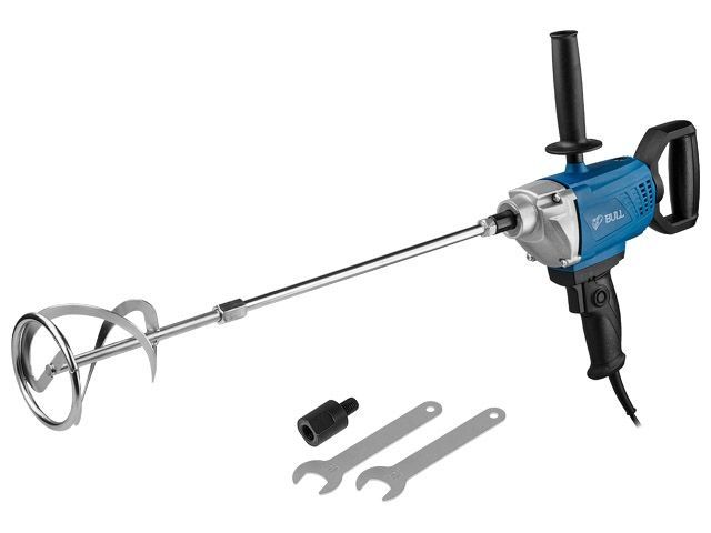 Миксер строительный BULL BM 1408 800 Вт, 1 скор., M14/M12, рег. об. + насадка (800 Вт, 1 скор., зажим резьба M14/M12, насадка для смешивания