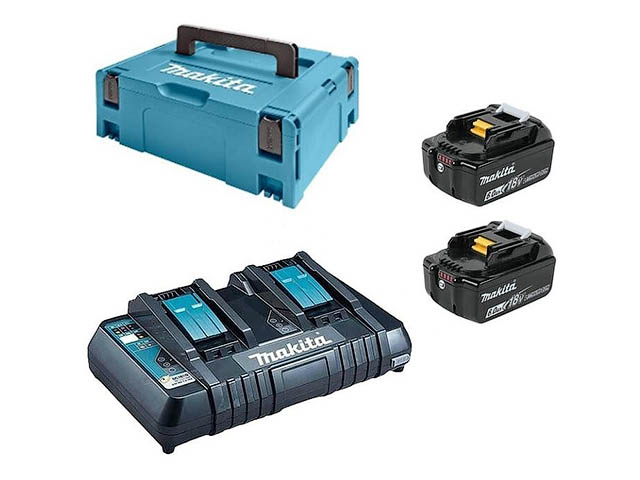 Комплект аккумулятор LXT 18.0 В BL1860B 2 шт. + зарядное устройство DC18RD + кейс MAKPAC тип3 MAKITA