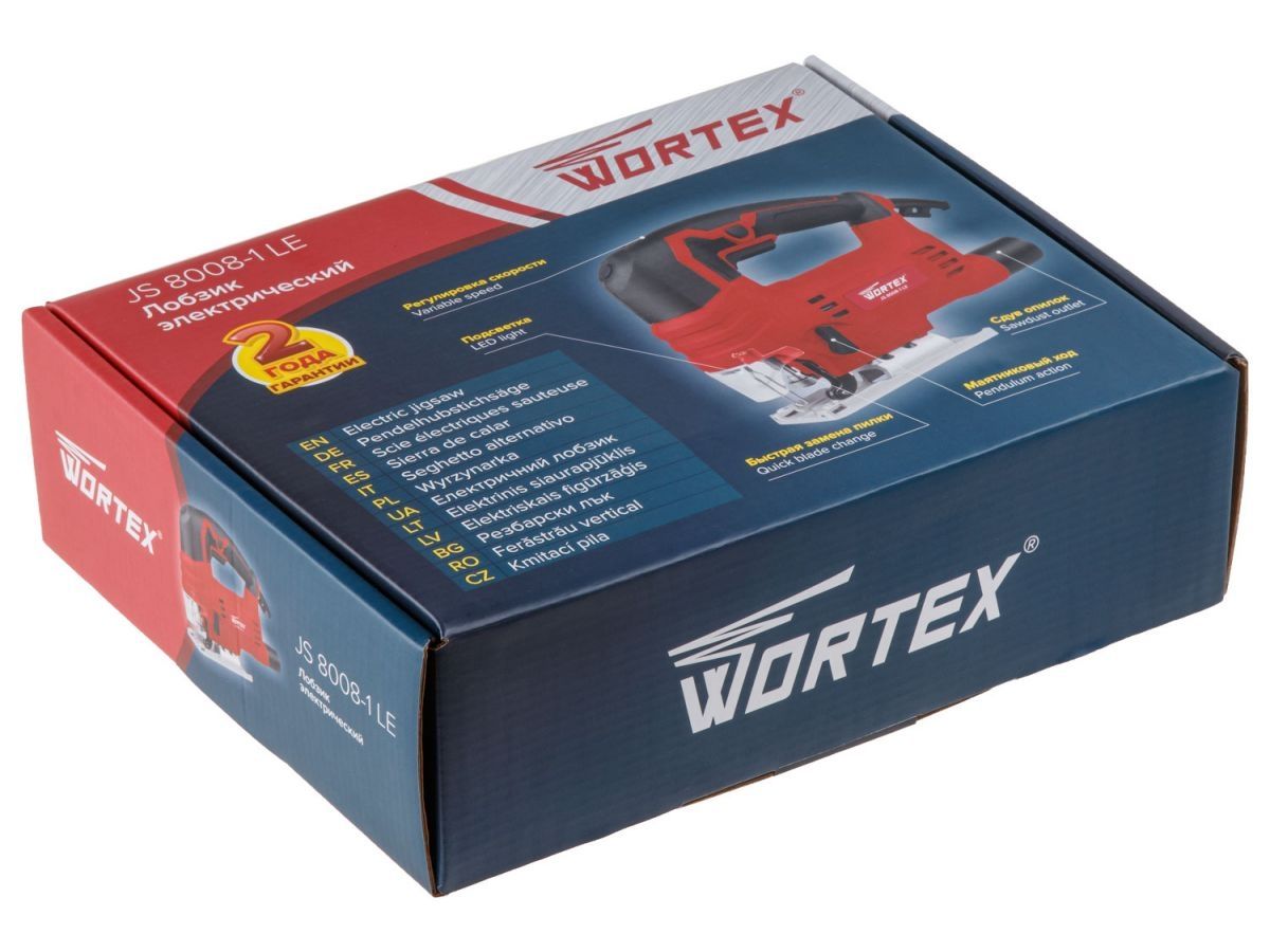 Лобзик электрический WORTEX JS 8008-1 LE в кор. 810 Вт, 1000-2900 ход/мин, пропил до 80 мм.