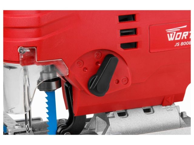 Лобзик электрический WORTEX JS 8008-1 LE в кор. 810 Вт, 1000-2900 ход/мин, пропил до 80 мм. (Быстрозажимной патрон, маятниковый ход, рег. об
