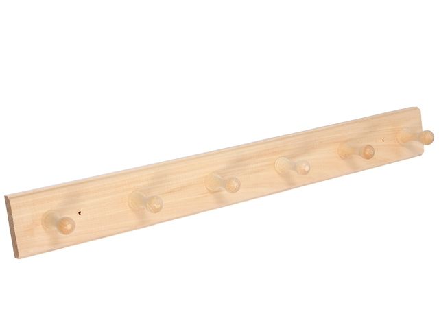 Вешалка 6-ти рожковая, липа, 55х6,5х7 см, "Банные штучки