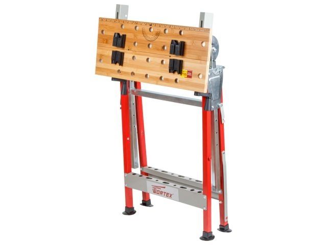 Верстак складной WORTEX WB 6012 БАМБУК, 605X540X(860-1140) мм, регулировка столешницы (нагрузка до 100 кг, масса 7,5 кг)