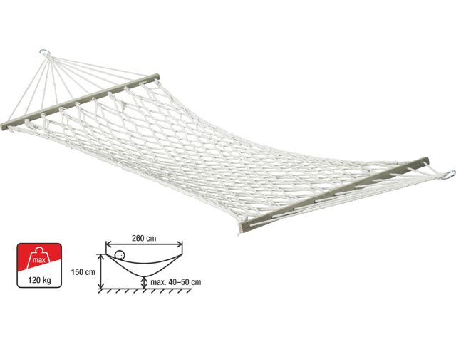 Гамак подвесной с брусками, 200х80 см, веревочный без узлов, Garden (Гарден), ARIZONE