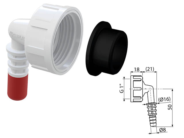 Штуцер G1″/8–16, Alcaplast
