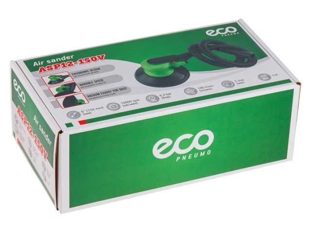 Пневмошлифмашина эксцентриковая ECO ASP12-150V (150 мм / 6"; Эксцентр.: 5 мм; 10 000 об/мин; 180 л/мин; вакуум.пылеотвод)