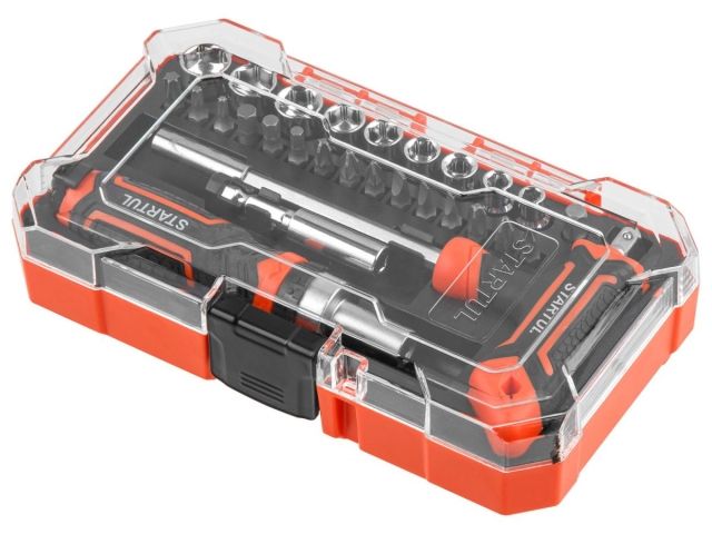 Отвертка реверс. с набором головок и бит 28пр. STARTUL PROFI (ST3095-28)