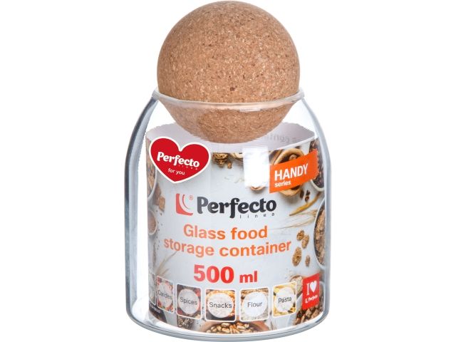 Банка для сыпучих продуктов стеклянная 500 мл, серия Handy, PERFECTO LINEA