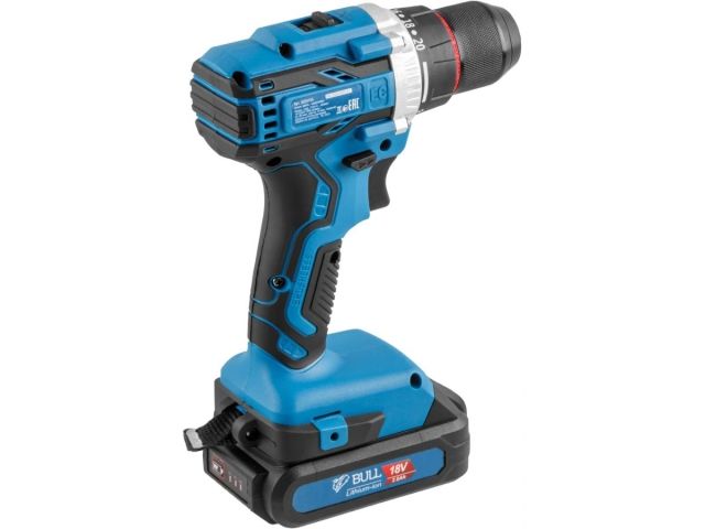 Аккум. дрель-шуруповерт BULL SR 1803 в чем. БЕСЩЕТ., 18 В, 50 Н*м, 2*2 А*ч акб, БЗП 10 мм (шурупы до 10 мм)