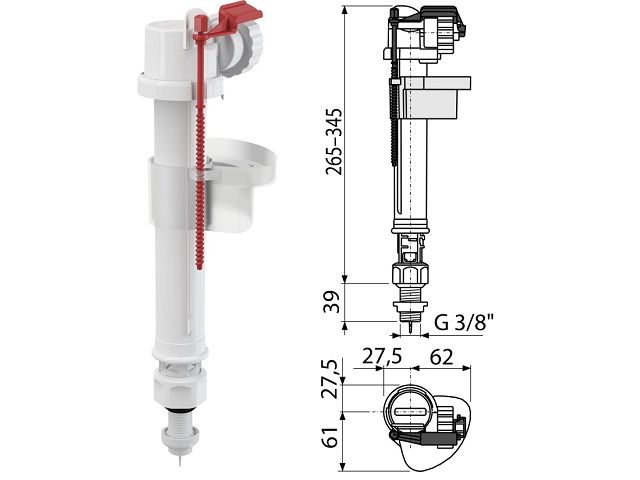 Впускной механизм с нижней подводкой 3/8, Alcaplast
