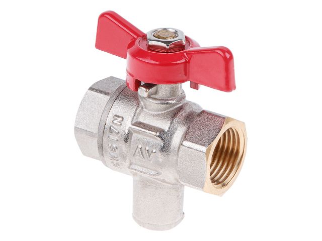 Кран шаровый 1/2″ вн.-вн. бабочка, под манометр PN40, AV Engineering