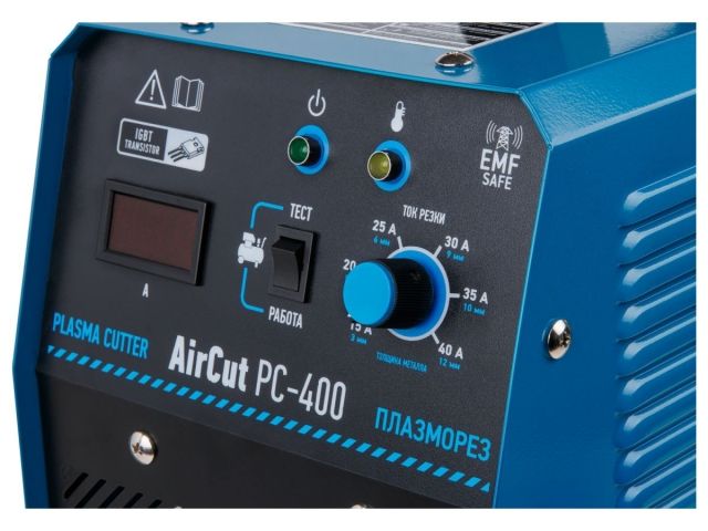 Плазморез Solaris AirCut PC-400 (220 В; 15-40 А; Высоковольтный поджиг; встроен.компрессор; термозащита; плавный запуск)