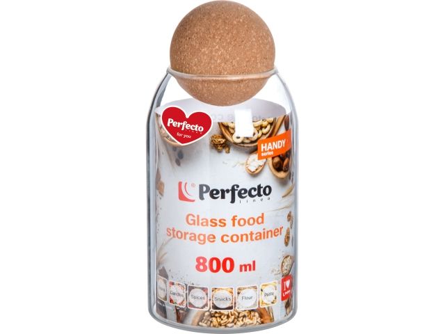 Банка для сыпучих продуктов стеклянная 800 мл, серия Handy, PERFECTO LINEA