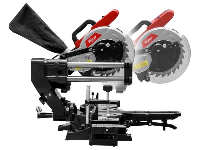 Торцовочная пила WORTEX MS 2116-1 LM в кор. 1800 Вт, 210 мм, глуб. до 65 мм, шир. до 300 мм, лазер (Консольный тип протяжки)