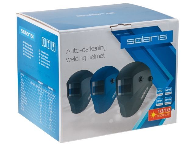 Щиток сварщика с самозатемняющимся светофильтром Solaris ASF390F (черный) (1/2/1/2; 90х35 мм (31,5 см2); DIN 4/11 (фикс))