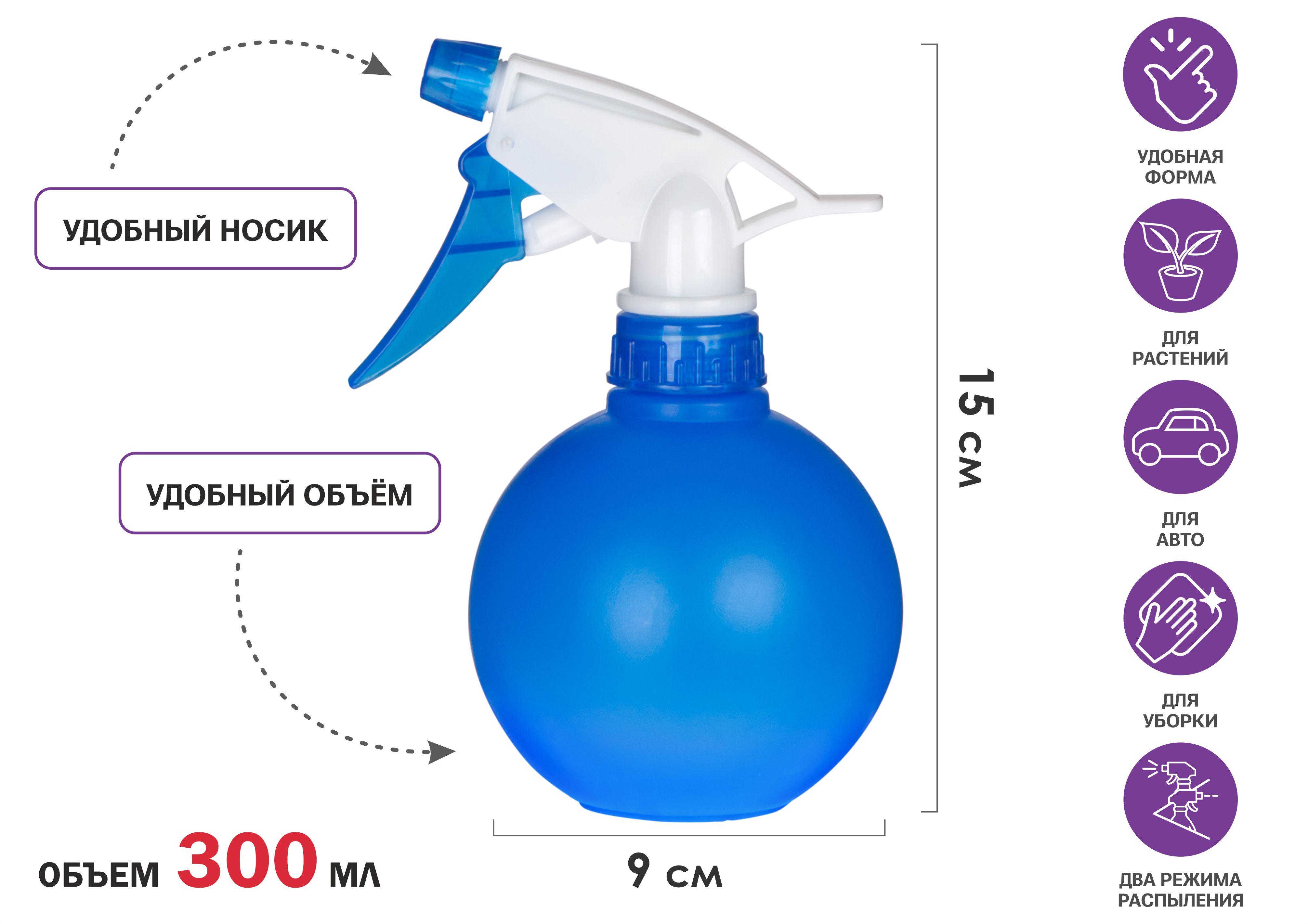 Опрыскиватель ручной 0,3л с пульверизатором, PERFECTO LINEA